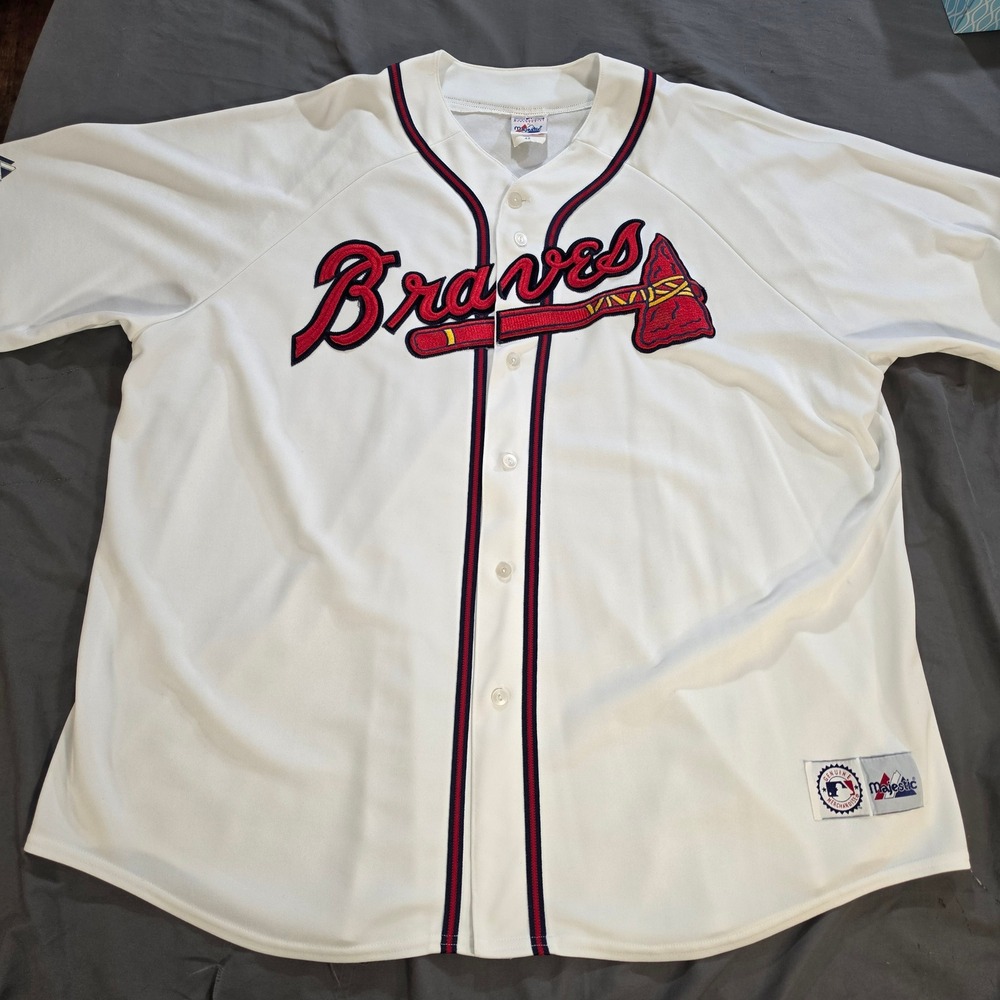 Majestic Atlanta Braves MLB Baseball Jersey White Embroidered Logo Mens 4X